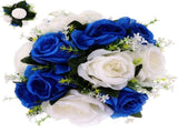 Simulation Flower Blue White PU Lace Satin Semi Spherical Wedding Table Centerpiece Romantic 1Set V1366-AZ2-W-19255