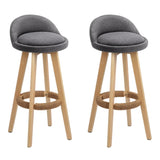 Artiss 2x Bar Stools Padded Linen Wooden Grey BENT-C-9004H-GYX2