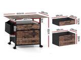 Artiss 2 Fabric Drawer File Cabinet Printer Stand Rolling File Cabinet with Side Bag MET-FC-25155-RB