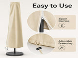 Patio Umbrella Cover Beige Brown, 600D Oxford Outdoor Umbrella Protective Cover, Water-Resistant V1107-126-18453-BEG