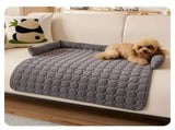 Dark Grey Pet Sofa Protector & Calming Bolster Bed with Diamond Lattice - 75x75CM Thickened Non Slip V888-ELOSUNG45687
