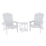 Gardeon Outdoor Table and Chairs HDPE Adirondack Beach Chair Sun Lounge Patio Furniture Garden White FF-BEACH-3HE-WH