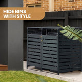 PlantCraft Double Wood Wheelie Bins Storage Shed, 2 Door Garbage Rubbish Bin Enclosure V219-GBGWODPCG2DA