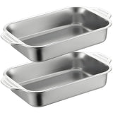2PCS Stainless Steel Cake Pans, Rectangle Sheet Pans with Handles for Baking, Shallow Thickened V1369-AZ3-W-08628
