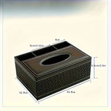 Black cat's eye Multi-Function Leather Tissue Box, Wooden Frame with Compartment Storage, Anti-Slip V1232-PGZJH001