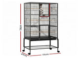i.Pet 176cm 3-Tier Large Bird Cage Aviary with Ladder Parrot Budgie Wheels Black PET-BIRDCAGE-H176-BK