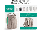 Pink Nylon Quilted Insulated Water Bottle Bag for 18-64oz Flask - Lightweight Sports & Travel Puffer V888-ELOSUNG45038
