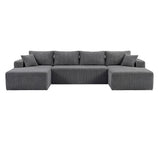 Levede Modular Sofa Lounge Set Corduroy U Shaped Sectional Cloud Couch Grey SOFABED1013-GY-AU