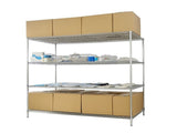 Modular Wire Storage 150x35cm Steel Shelving Chrome With Fixed Legs For Garage Warehouse Or Kitchen V63-841371