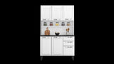 Free Standing Steel Kitchen Cabinet/Cupboard with Countertop Storage - Pratika White Flatpack DIY V1112-6000001816