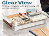 2 Pcs 5.5qt 9 X 13 Plastic Portable Project Case with Snap-Tight Clear Stackable Storage Box with V1366-AZ2-W-14555