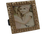 Antique Gold Metal Photoframe w Flower Squares 18cm V637-19721PFR