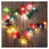 50 Rainbow 3D Hollowed Rattan Heart-Shaped 5M LONG String Fairy Lights, Battery Indoor & V382-RBWHRTRATTBATT50