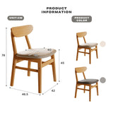 Dining Chairs Kitchen Chair Natural Wood Linen Fabric Cafe Lounge Chairs V488-CR-WDW