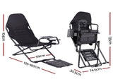 Artiss Steel Foldable Racing Simulator Cockpit Seat Wheel Stand Gear Shifter Mount Black RSC-FOLD-BK