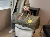 Large Capacity Canvas Travel Duffel Bag with Doodle Print - Weekend & Gym Tote V888-ELOSUNG37028