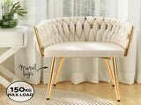 1 Set of 2 Artiss Dining Chairs Velvet Armchair Beige UPHO-C-DIN-01-VEL-BGX2