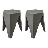 Artiss 2x Bar Stools Puzzle Plastic Foot Stool Grey AI-PP-STOOL-T-GY