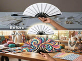 10PCS Sublimation Blank Handheld Folding Fans with Plastic Ribs and Double-Sided Tape, 24.8" DIY V1192-AZ-W-18414