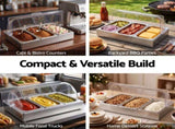 5-Star Chef 3 Pan Food Serving Display Stainless Steel with Clear Roll Top Cover FD-3PAN-LID-SS