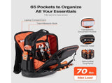 Tool Backpack, 65 Pockets, Heavy-duty Tools Storage Organizer Work Bags with Laptop Compartment & V952-GJBB1416INCH5R4Z0001V0
