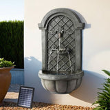 Gardeon Solar Fountain Water Feature Wall Mount Garden Fountains 80CM Grey FOUNT-WALL-80-DG