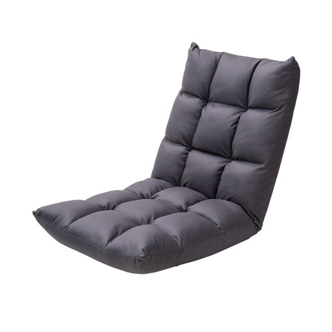 SOGA Grey Lounge Floor Recliner Adjustable Gaming Sofa Bed Foldable Indoor Outdoor Backrest Seat LOUNGED1459