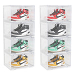 SOGA 2X 4 Tier Transparent Portable Shoe Organiser Sneaker Footwear Folding Plastic Bin Stackable SHOEA9004WHTX2