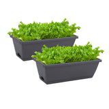 SOGA 49.5cm Black Rectangular Planter Vegetable Herb Flower Outdoor Plastic Box with Holder Balcony PLANTBOX2G