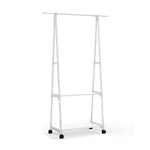 SOGA 2-in-1 Organiser Clothes Shoe Rack Space-Saving Triangular Storage with Wheels White RACK0013