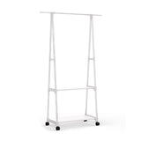 SOGA 2-in-1 Organiser Clothes Shoe Rack Space-Saving Triangular Storage with Wheels White RACK0013