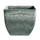 SOGA 27cm Green Grey Square Resin Plant Flower Pot in Cement Pattern Planter Cachepot for Indoor FPOTF2704