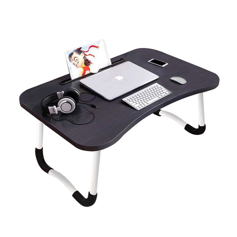 SOGA Black Portable Bed Table Adjustable Foldable Bed Sofa Study Table Laptop Mini Desk with BEDTABLEG41
