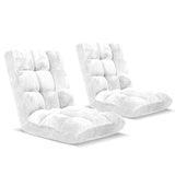 SOGA 2X Floor Recliner Folding Lounge Sofa Futon Couch Folding Chair Cushion White LOUNGECHAIRWHITEX2