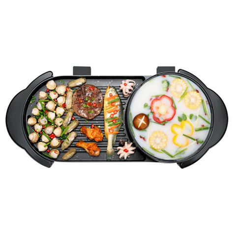 SOGA 2 in 1 Electric Non-Stick BBQ Teppanyaki Grill Plate Steamboat Hotpot 2-8 Person STEAMBOATHOTPOTANDGRILLLONG