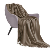 SOGA Coffee Acrylic Knitted Throw Blanket Solid Fringed Warm Cozy Woven Cover Couch Bed Sofa Home BLANKET906