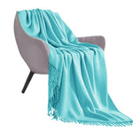 SOGA Teal Acrylic Knitted Throw Blanket Solid Fringed Warm Cozy Woven Cover Couch Bed Sofa Home BLANKET908