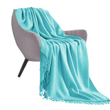 SOGA Teal Acrylic Knitted Throw Blanket Solid Fringed Warm Cozy Woven Cover Couch Bed Sofa Home BLANKET908