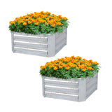 SOGA 2X 90cm Square Galvanised Raised Garden Bed Vegetable Herb Flower Outdoor Planter Box METALBSIL516X2