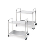 SOGA 2X 2 Tier 81x46x85cm Stainless Steel Kitchen Dining Food Cart Trolley Utility Round Small FOODCART1105X2