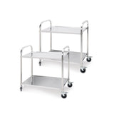 SOGA 2X 2 Tier 81x46x85cm Stainless Steel Kitchen Dining Food Cart Trolley Utility Round Small FOODCART1105X2