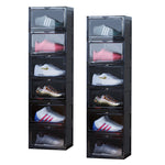 SOGA 2X 6 Tier Black Portable Shoe Organiser Sneaker Footwear Folding Plastic Bin Stackable Storage SHOEA8006BLKX2