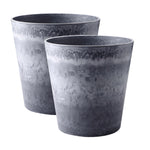 SOGA 2X 27cm Weathered Grey Round Resin Plant Flower Pot in Cement Pattern Planter Cachepot for FPOTE2765X2