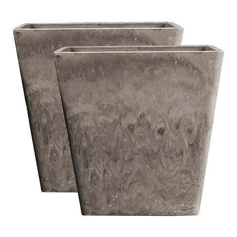 SOGA 2X 27cm Sand Grey Square Resin Plant Flower Pot in Cement Pattern Planter Cachepot for Indoor FPOTH2766X2