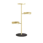 SOGA 3 Tier Gold Round Plant Stand Flowerpot Tray Display Living Room Balcony Metal Decorative Shelf FPOTH103