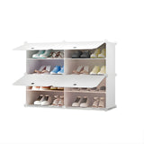 SOGA 4 Tier 2 Column White Shoe Rack Organizer Sneaker Footwear Storage Stackable Stand Cabinet SHOEBOX93