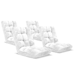 SOGA 4X Floor Recliner Folding Lounge Sofa Futon Couch Folding Chair Cushion White LOUNGECHAIRWHITEX4