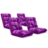 SOGA 4X Floor Recliner Folding Lounge Sofa Futon Couch Folding Chair Cushion Purple LOUNGECHAIRPURPLEX4