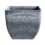 SOGA 32cm Weathered Grey Square Resin Plant Flower Pot in Cement Pattern Planter Cachepot for Indoor FPOTF3233