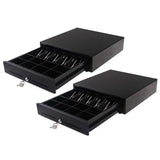 SOGA 2X Black Heavy Duty Cash Drawer Electronic 4 Bills 8 Coins Cheque Slot Tray Pos 410 CASHDRAWER410X2